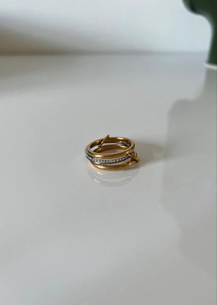 Bague dorée multi-anneaux avec strass – style minimaliste tendance - photo numéro 6