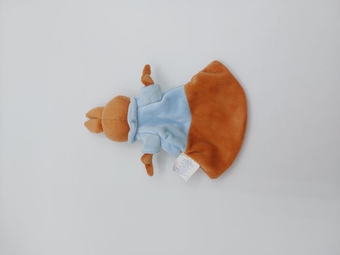 Doudou plat lapin marron blanc PICOT 2 gilet bleu nouettes bras - photo numéro 2
