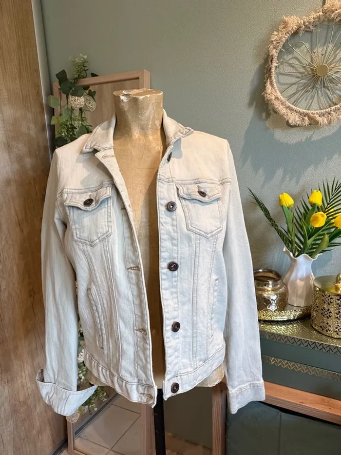 Veste en jean bleu très clair femme