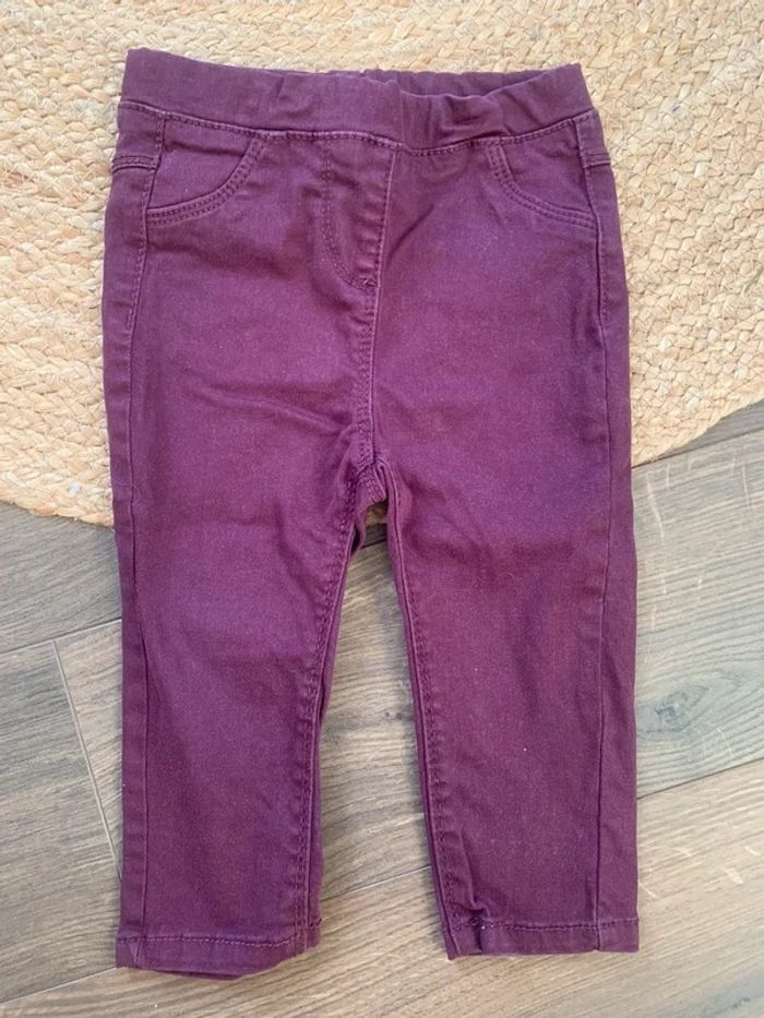 Pantalon jeans slim violet grenat TAO tape à l’œil 18 mois - photo numéro 2