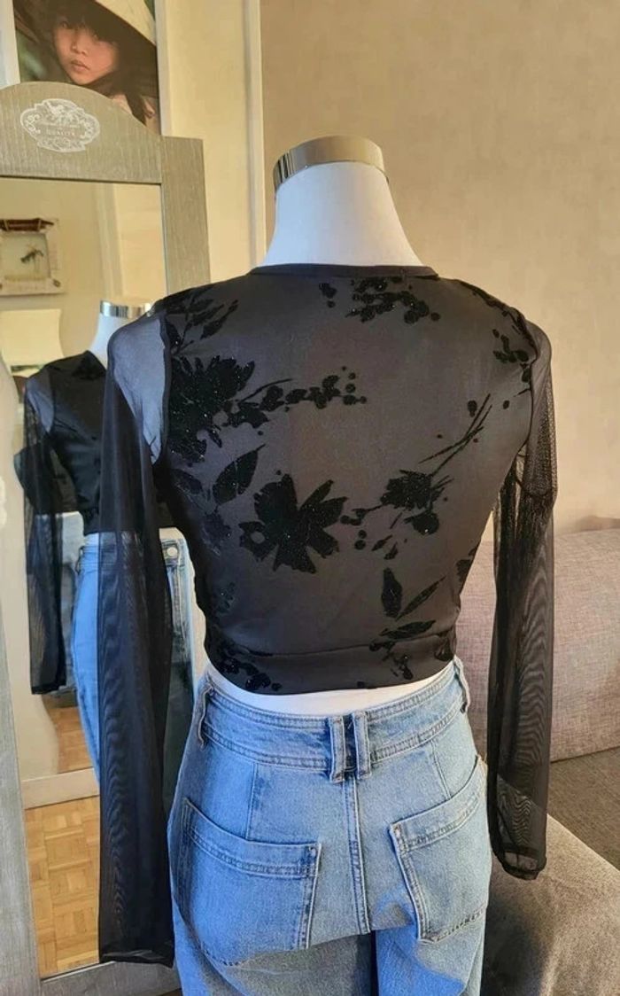 Magnifique crop top velours paillettes - photo numéro 3