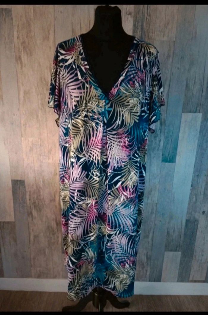 Robe feuillage bleu bonheur 50/52