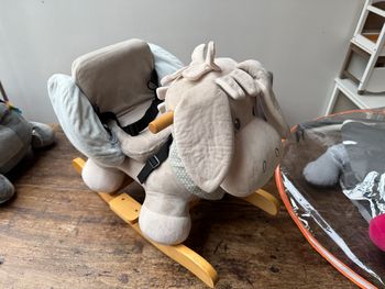 Cheval (âne) à bascule gris et bleu ciel Nattou