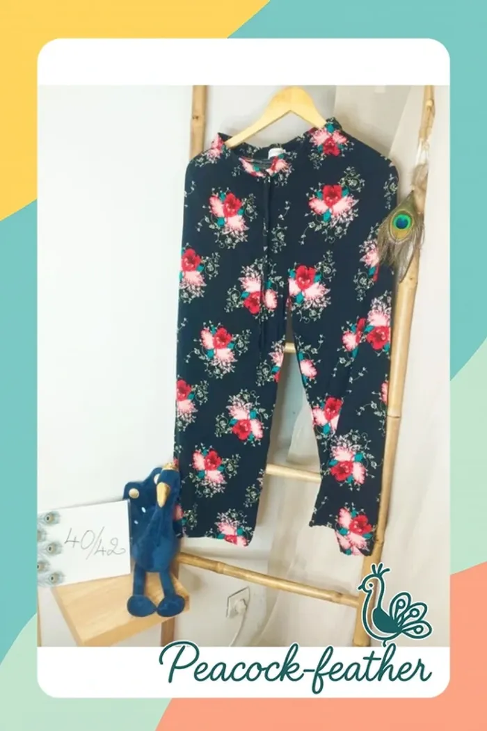 Pantalon fluide fleuri 40/42