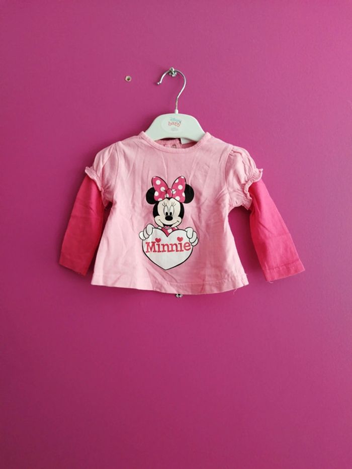 Tee-shirt manches longues fille Minnie Disney taille 3 mois b6