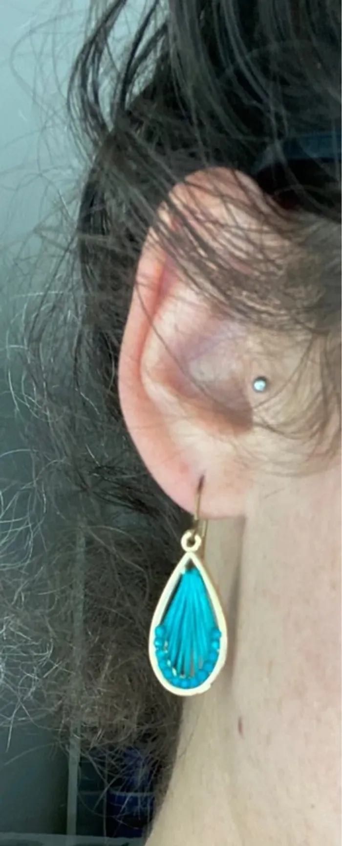 Boucles d’oreilles bleu et turquoise - photo numéro 3