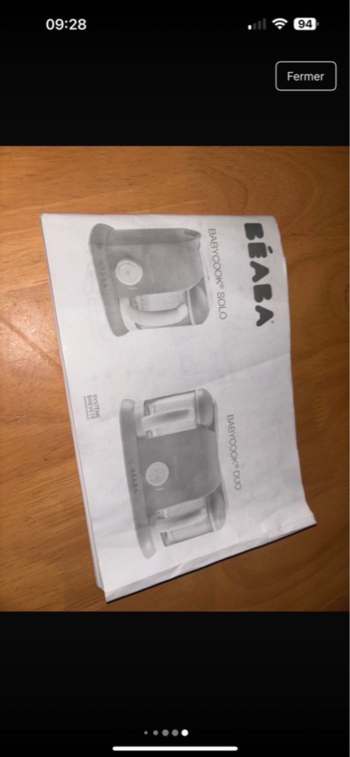BabyCook Solo Béaba Gris avec notice - photo numéro 6