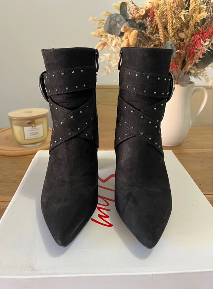 Bottines à talons pointues noires My B - photo numéro 2