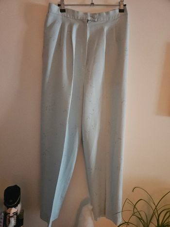 Pantalon droit léger cousu main, taille haute, bleu, taille M