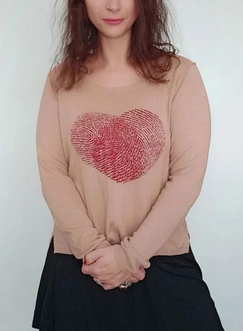Pull fin loose motif coeur taille unique