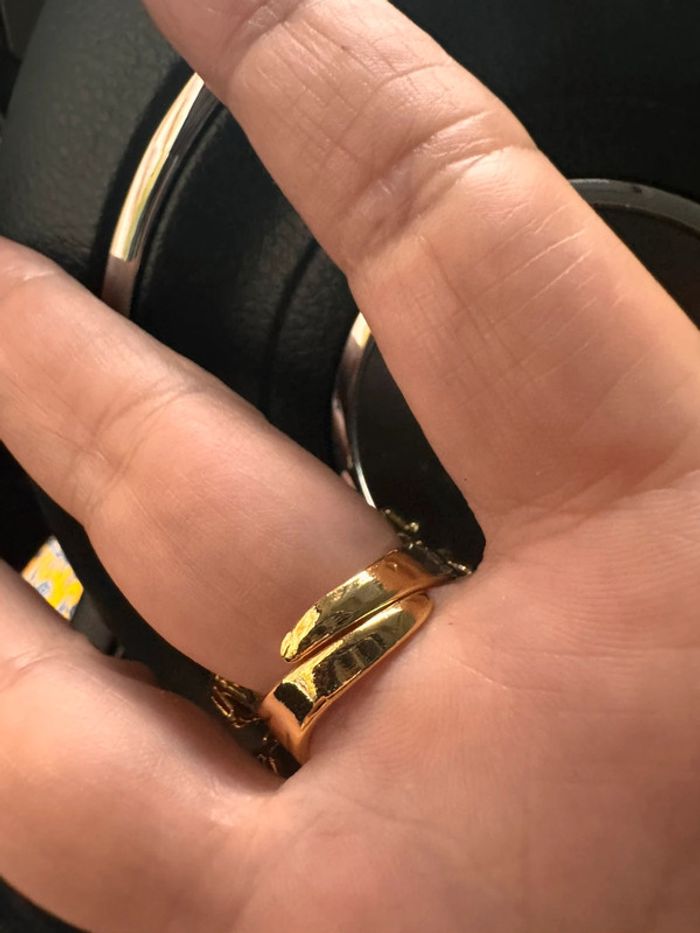 Bague XXL ’ réglable acier inoxydable or pierres véritables œil de tigre de qualité  habaha Paris - photo numéro 8