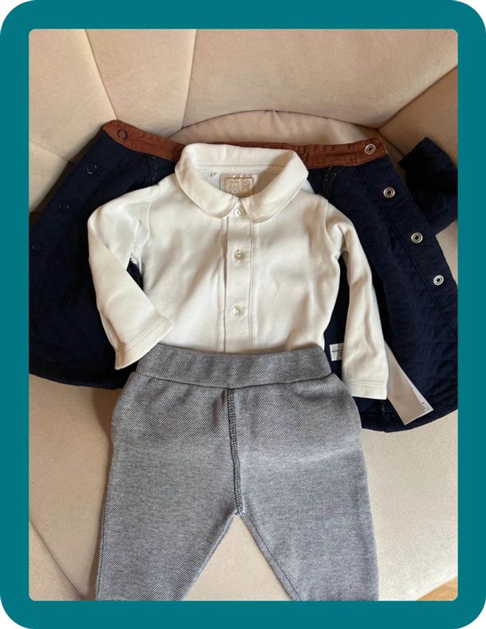 Ensemble 3 pièces veste body pantalon 3-6 mois - Jasper Conran Junior - photo numéro 5