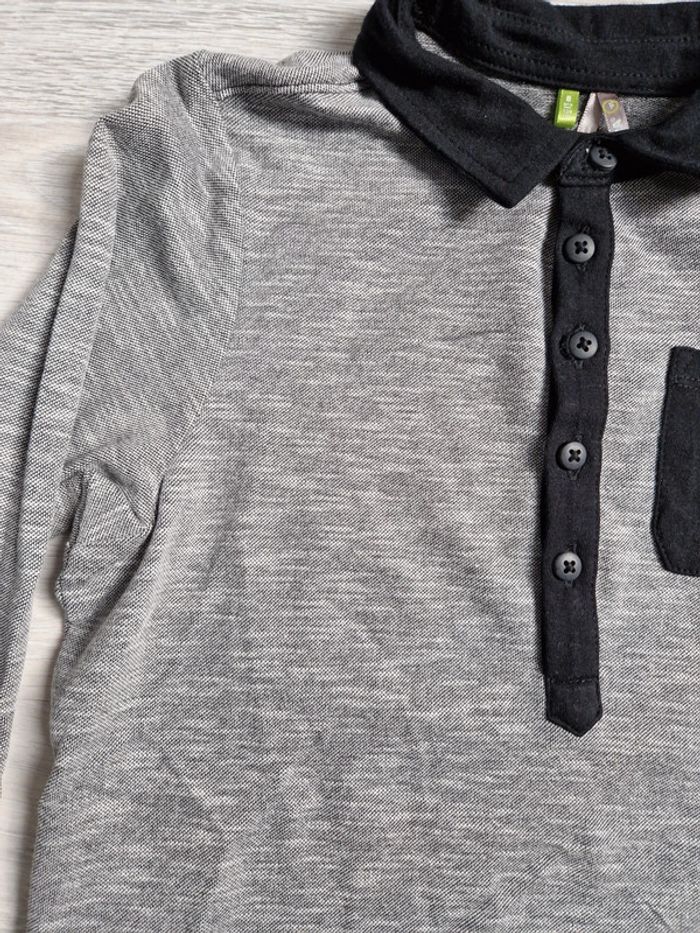 Polo noir et gris chiné Orchestra 8 ans manches longues - photo numéro 3