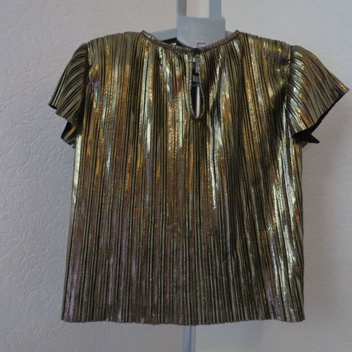 ✨ T-shirt/haut métallisé doré plissé – MONOPRIX TEENS – Taille 14 ans ✨ - photo numéro 7