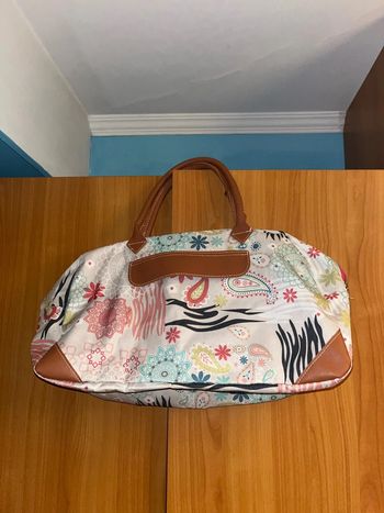 Sac à mains blanc avec motifs coloré (grand)