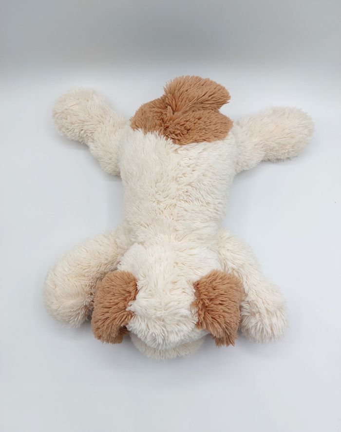 Peluche doudou chien blanc écru marron beige Carrefour cocard 40 cm yeux durs - photo numéro 3
