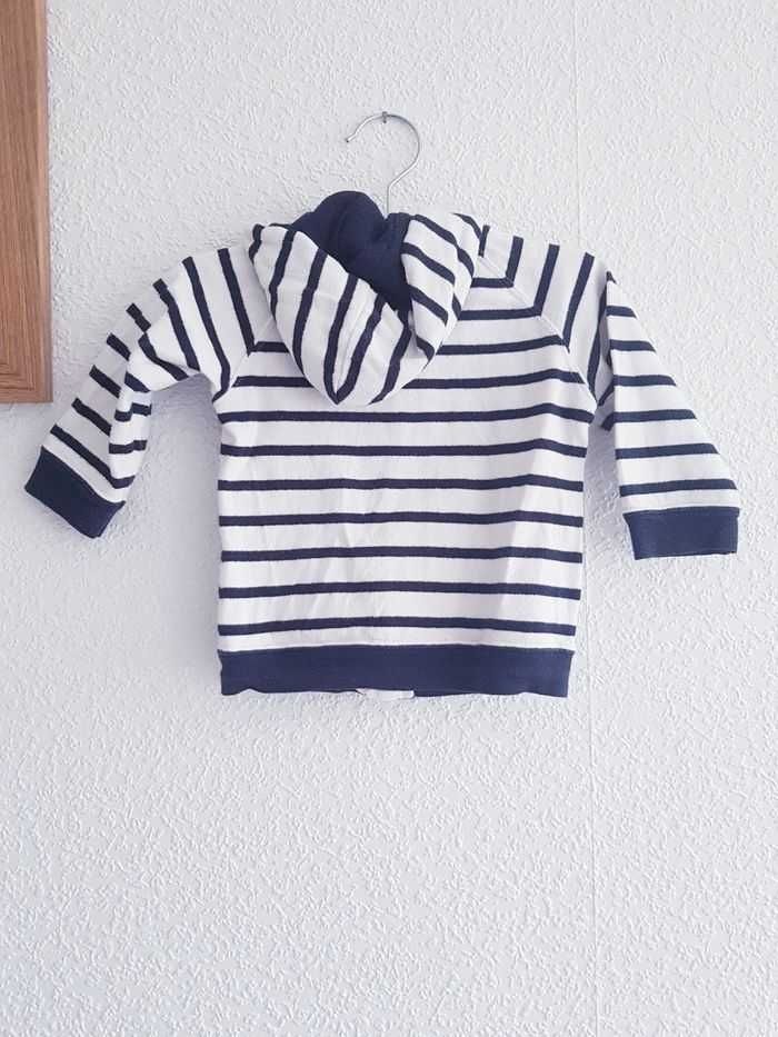 Petit Bateau - Gilet à capuche - Fermeture zippée - Marinière - photo numéro 3