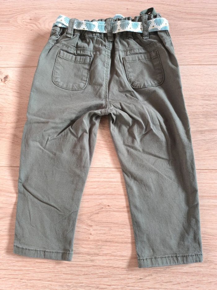 Pantalon souple fille Obaïbi vert kaki - Taille 18 mois 80cm - photo numéro 3
