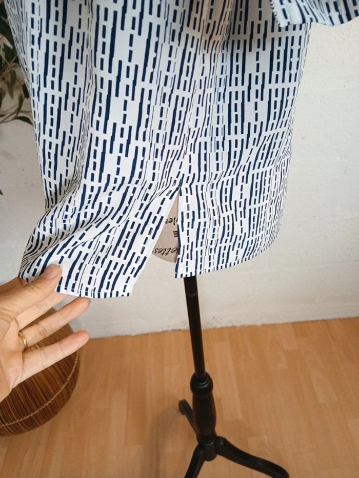 Chemisier vintage blanc et marine – Taille L - Très bon état - photo numéro 8