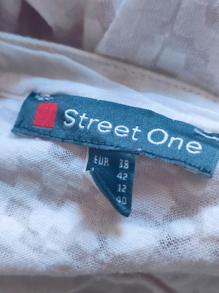 Chemisier col V rose pastel dentelle vintage / Street One - 38/M - photo numéro 7