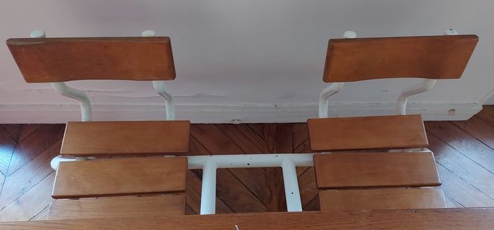 Double pupitre d'écolier vintage - photo numéro 2