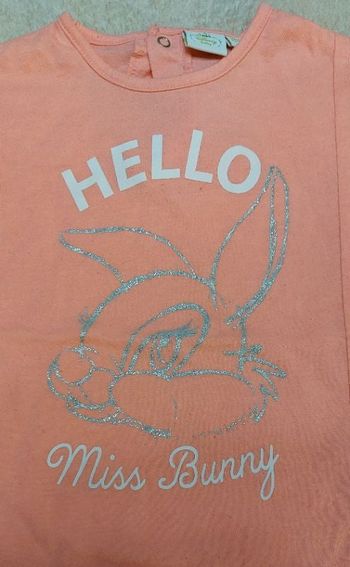 Tee-shirt manches courtes Miss Bunny bébé fille 18 mois