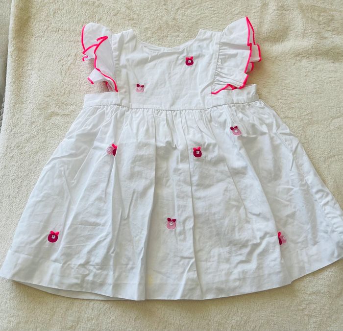 Robe blanche et rose Jacadi Paris 12 mois