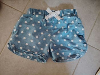 Short bleu à points blancs