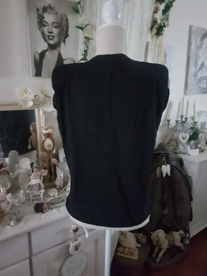 Haut noir epaulettes Mango Taille S - photo numéro 2