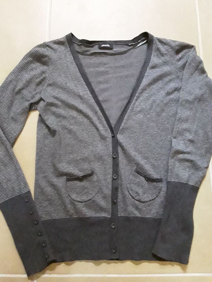 Gilet rayé gris/noir femme PIMKIE en 38 TBE