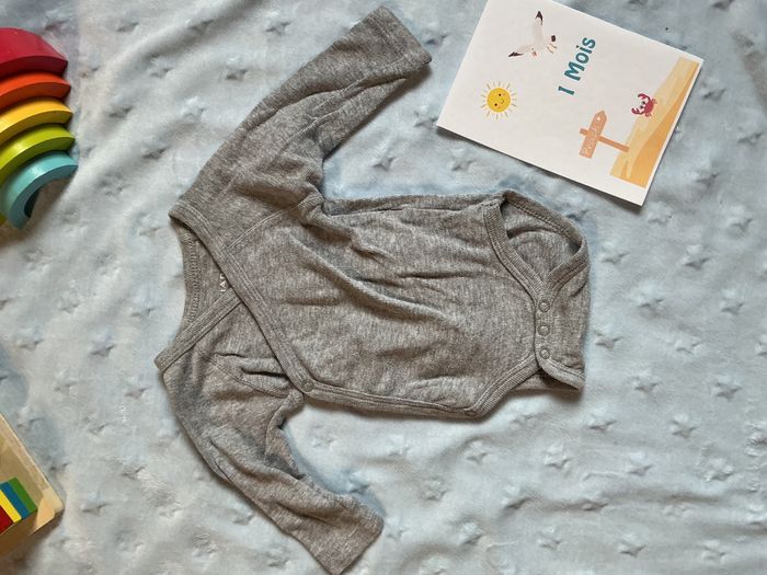 body manches longues gris ouverture devant 1 mois kiabi - photo numéro 2