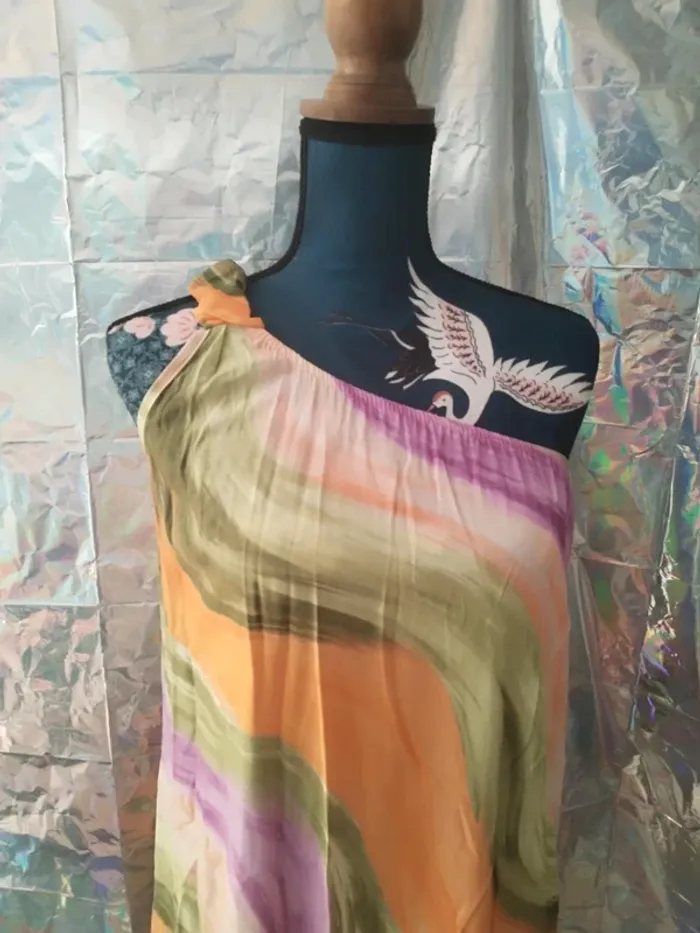 Robe été longue asymétrique colorée