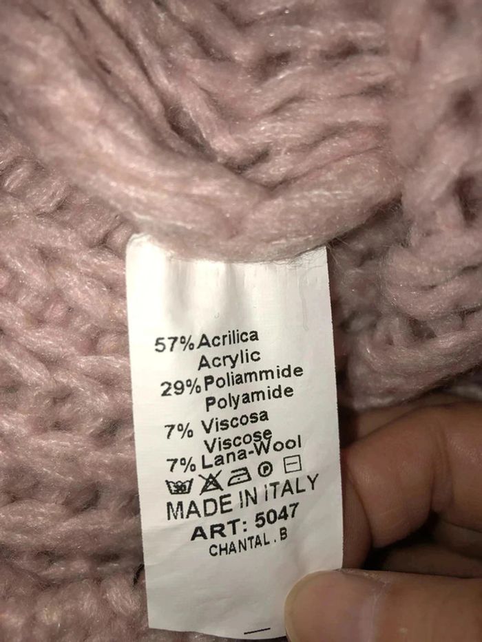 Pull maille col roulé rose Chantal B taille unique - photo numéro 5
