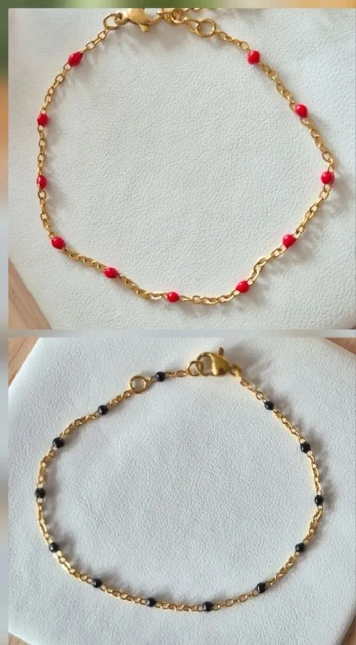 Lot de 2 bracelets dorée en acier inoxydable
🌸 rouge et noir