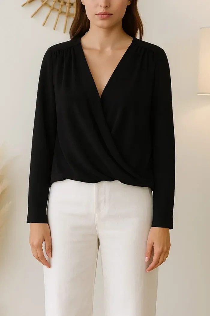 Blouse croisée drapée cache cœur H&M
