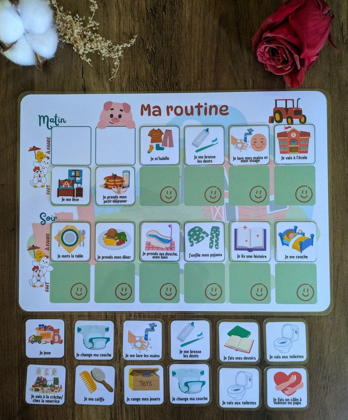 🚜 Tableau de Routine Enfant – Thème Tracteur 🚜