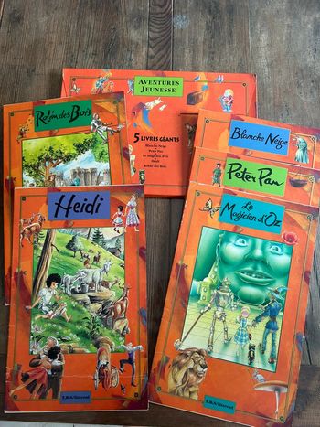5 livres géants coffret 1995 tormont - Peter pan blanche neige heidi Robin de bois magicien d’oz