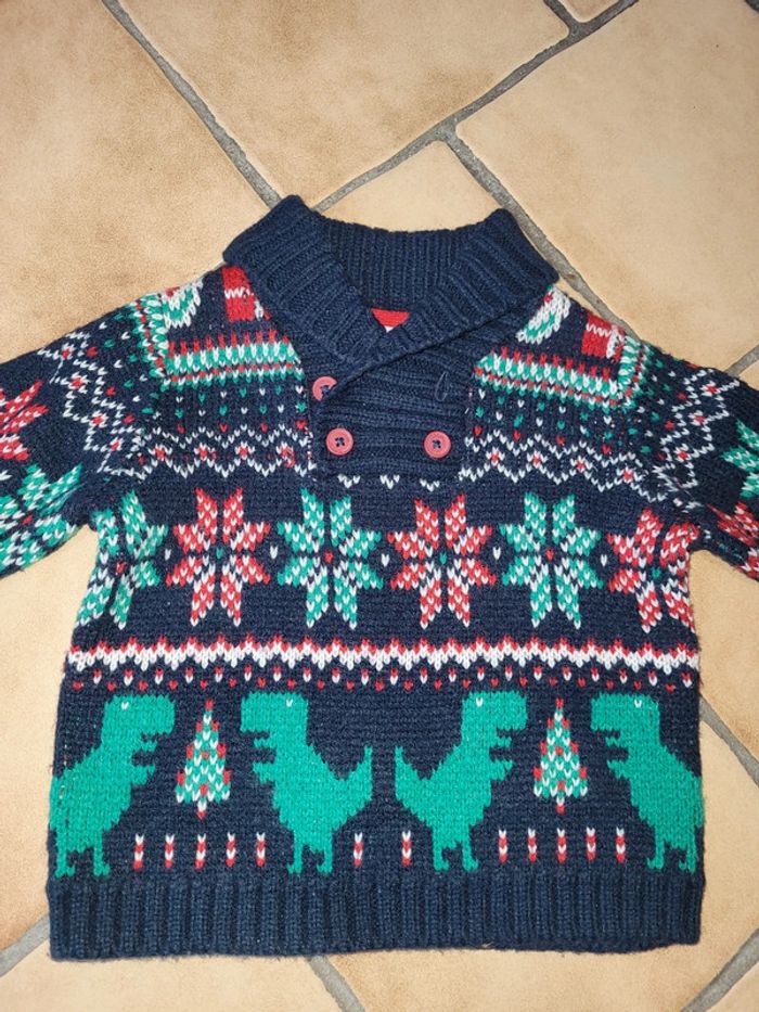 Pull de Noël dinosaures DPAM 12 mois - photo numéro 2