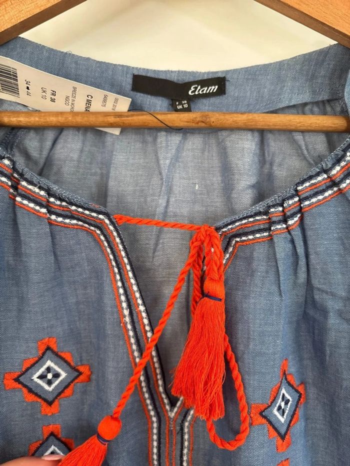 blouse bohème bleue etam taille 38 - photo numéro 4