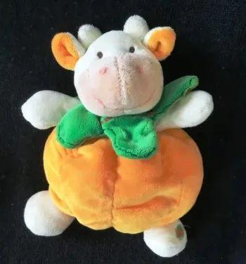 Peluche boule orange la Vache ** Baby Nat