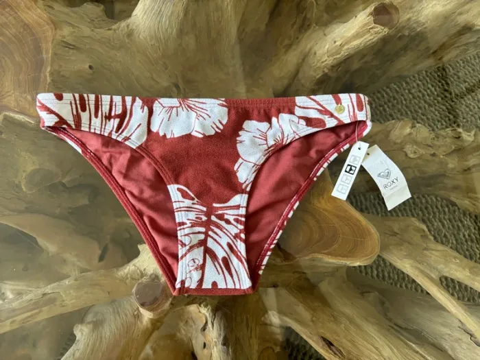 Bas de maillot de bain Roxy femme tropic fleur feuille marron blanc - photo numéro 2
