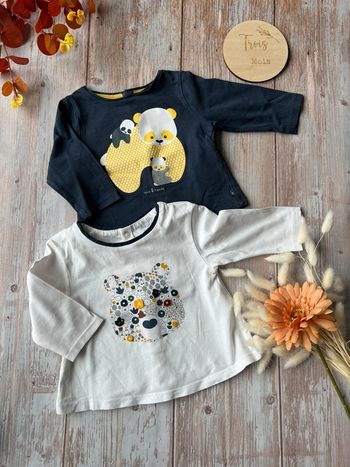 Lot de 2 t-shirts marine jaune 3 mois