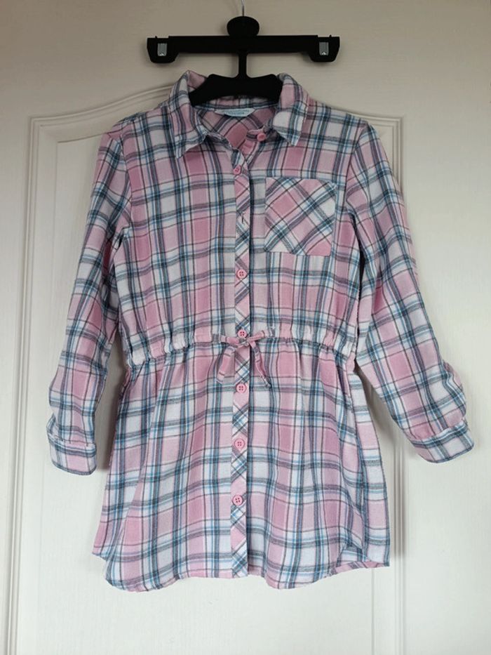 Robe chemise carreaux rose 8 ans