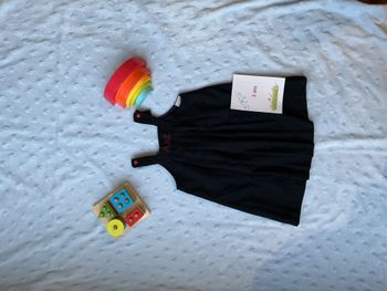 robe sans manches en flanelle marine broderie devant 3 ans alphabet