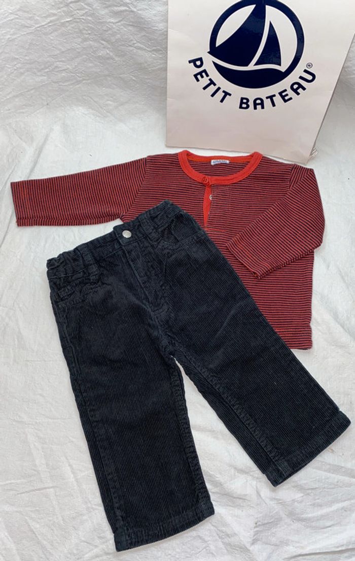 ensemble Petit Bateau le tshirt a été plus porté 6 mois - photo numéro 2