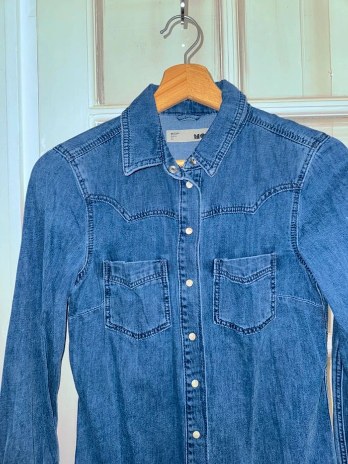 Chemise en jeans moto top shop  Taille 34 - photo numéro 2