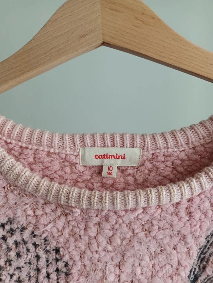 Pull rose avec broderies colorées Catimini 10 ans - photo numéro 2