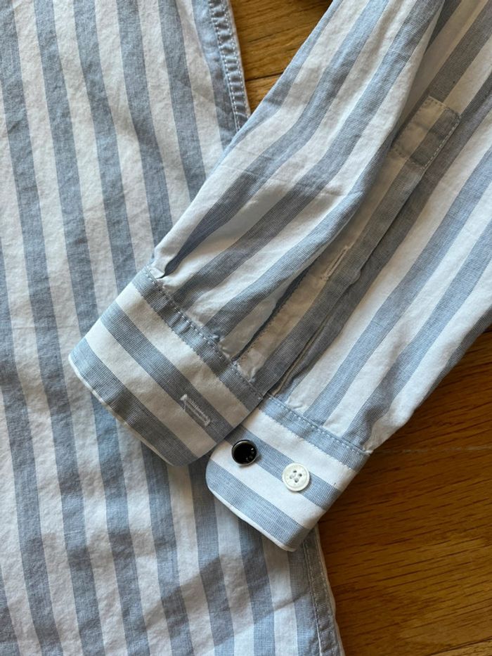 👔 Chemise homme classique blanche rayée bleu Ikks – Taille XL coupe slim coton – Très bon état - photo numéro 3