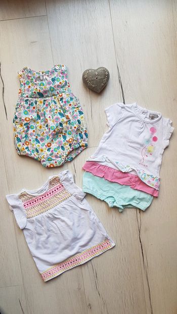 Lot de 3 combinaisons/robe estivales fille 1mois