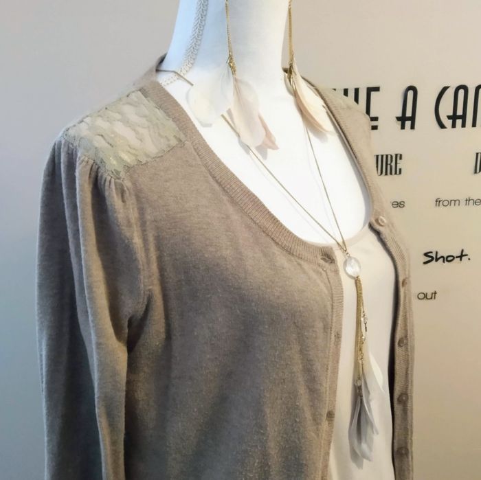 Gilet beige viscose dentelle taille unique jusqu’au 40 - photo numéro 3